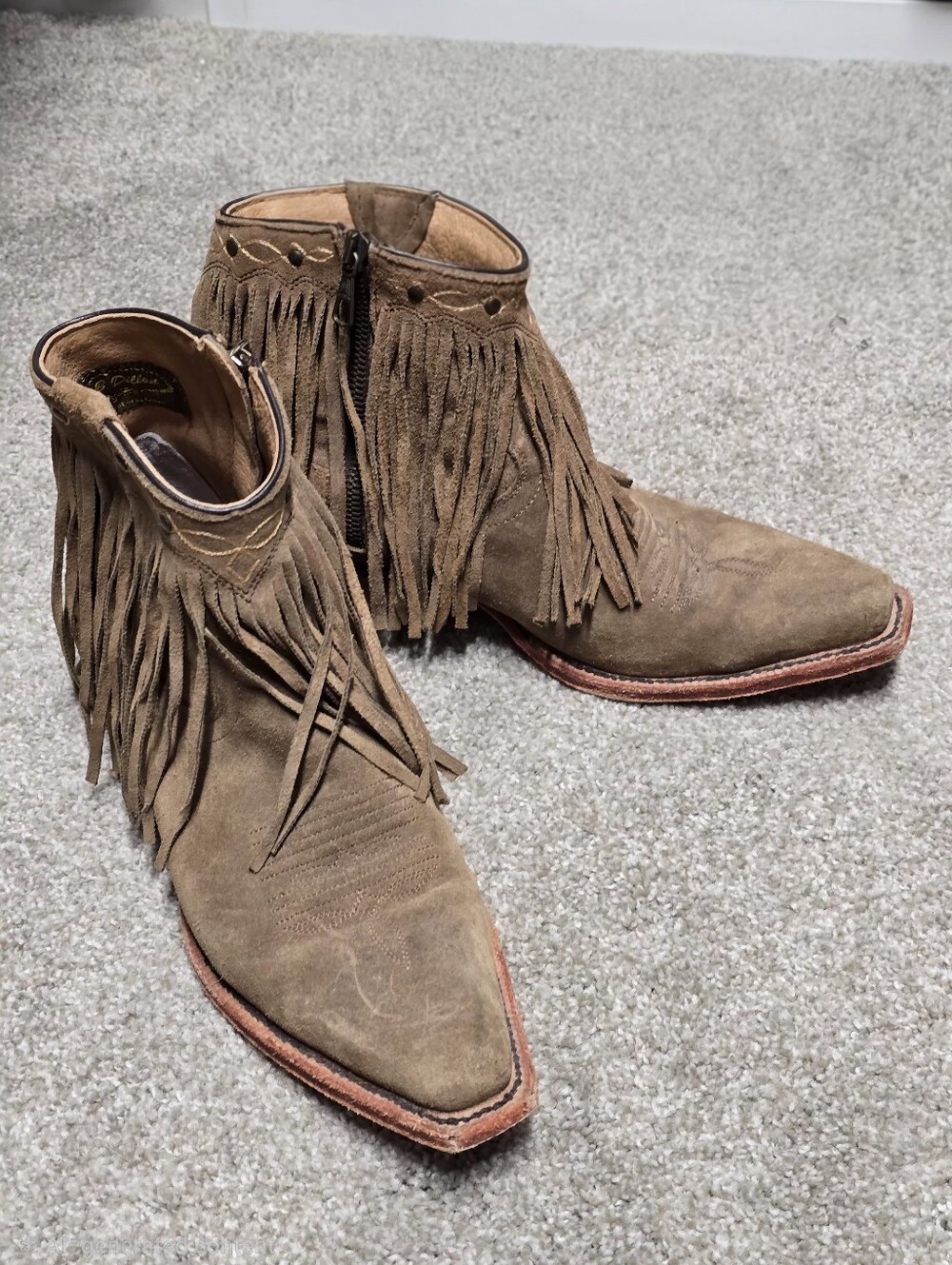 J. B. Dillon Fringe Suede Ankle Boots in Brown Size 7.5